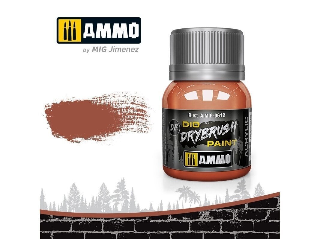 AMMO MIG - DRYBRUSH Rust, 40ml, 0612 цена и информация | Kunstitarbed, voolimise tarvikud | hansapost.ee