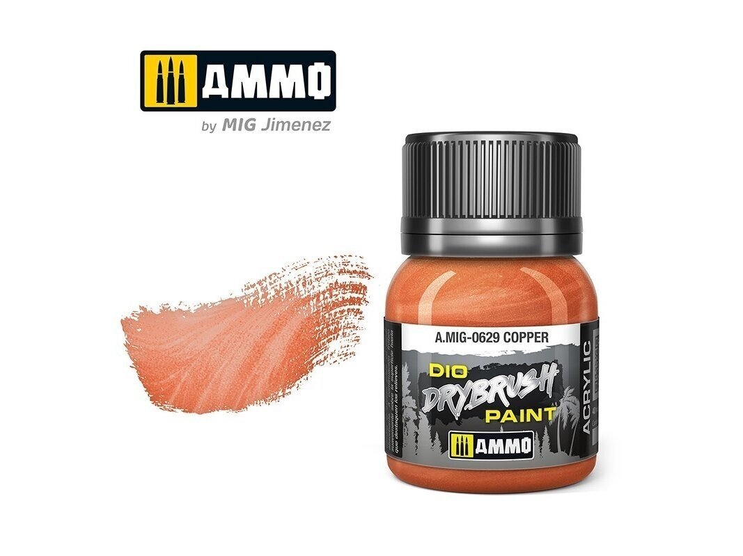 Värv Ammo Mig Drybrush Copper 0629, 40 ml, oranž hind ja info | Kunstitarbed, voolimise tarvikud | hansapost.ee