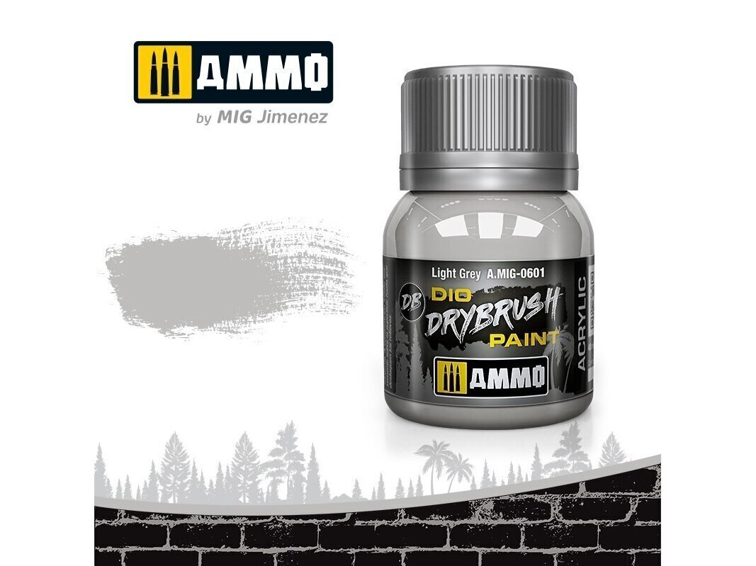 AMMO MIG - DRYBRUSH Light Grey, 40ml, 0601 цена и информация | Kunstitarbed, voolimise tarvikud | hansapost.ee