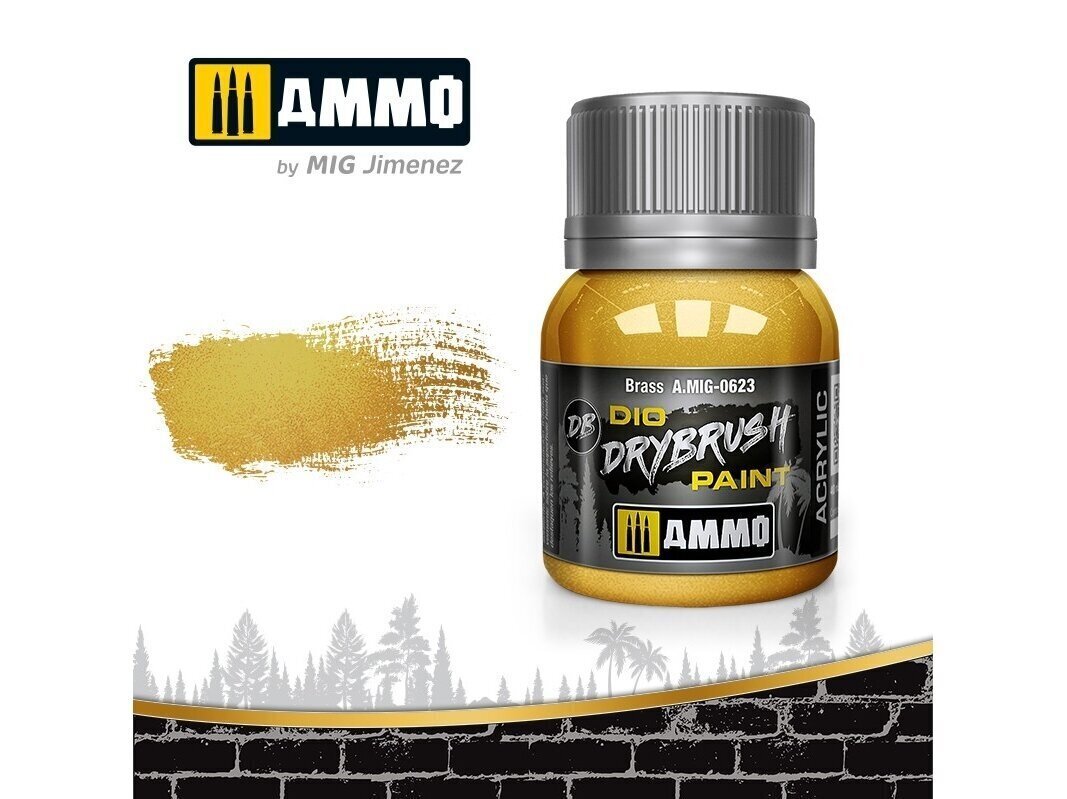 AMMO MIG - DRYBRUSH Brass, 40ml, 0623 hind ja info | Kunstitarbed, voolimise tarvikud | hansapost.ee