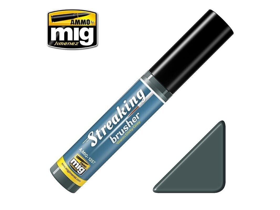 AMMO MIG Streakingbrusher Warm Dirty Grey 1257 цена и информация | Kunstitarbed, voolimise tarvikud | hansapost.ee