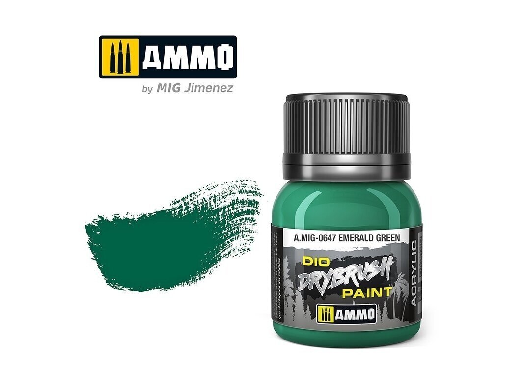 Värv Ammo Mig Drybrush Emerald Green 0647, 40 ml, roheline hind ja info | Kunstitarbed, voolimise tarvikud | hansapost.ee