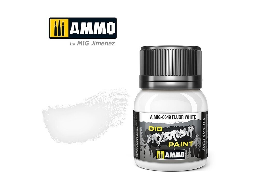 Värv Ammo Mig Drybrush Fluor White 0649, 40 ml, valge цена и информация | Kunstitarbed, voolimise tarvikud | hansapost.ee