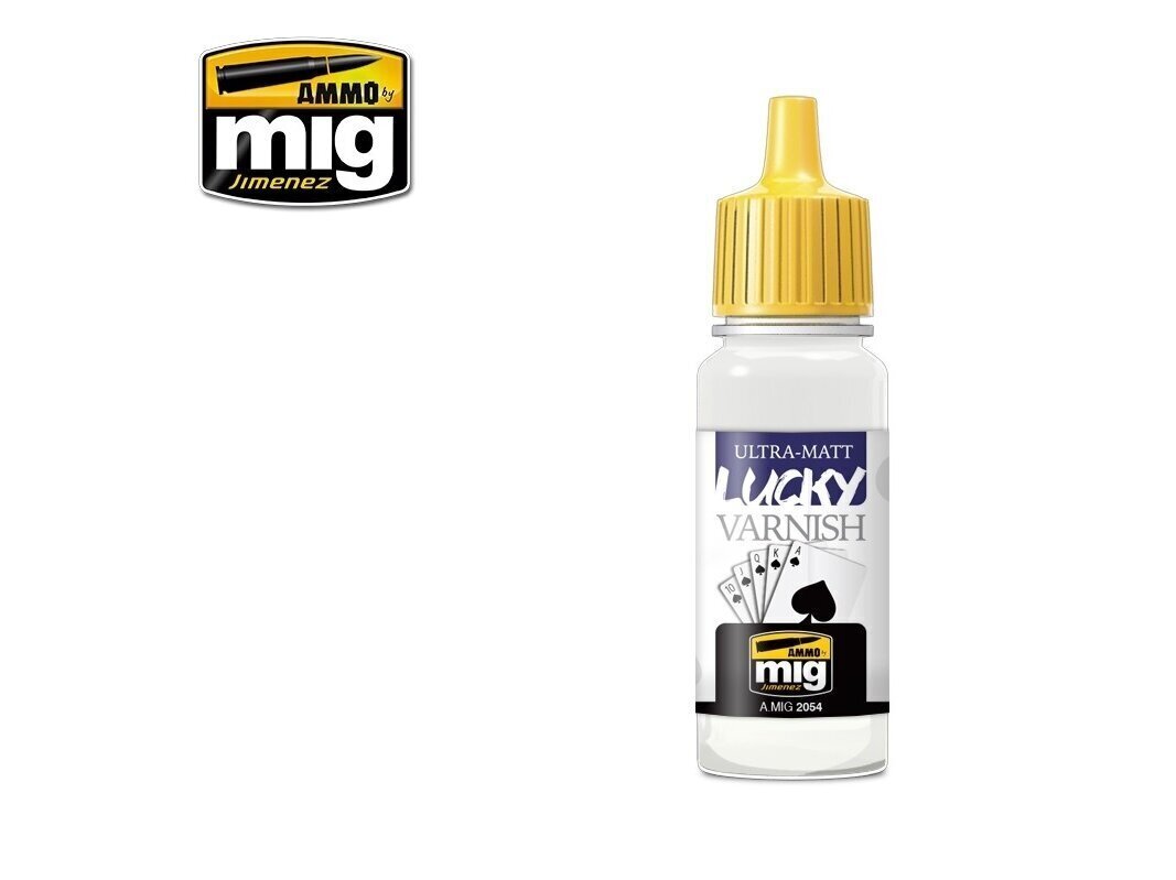 AMMO MIG - ULTRA-MATT LUCKY VARNISH üli matt akrüüllakk, 17ml. AMIG2054 цена и информация | Kunstitarbed, voolimise tarvikud | hansapost.ee