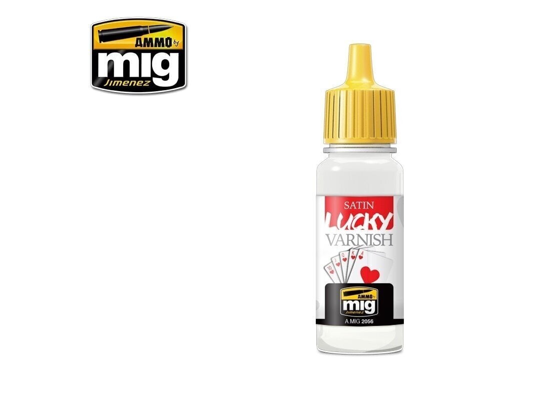 AMMO MIG - SATIN LUCKY VARNISH poolmatt akrüüllakk, 17ml. AMIG2056 цена и информация | Kunstitarbed, voolimise tarvikud | hansapost.ee