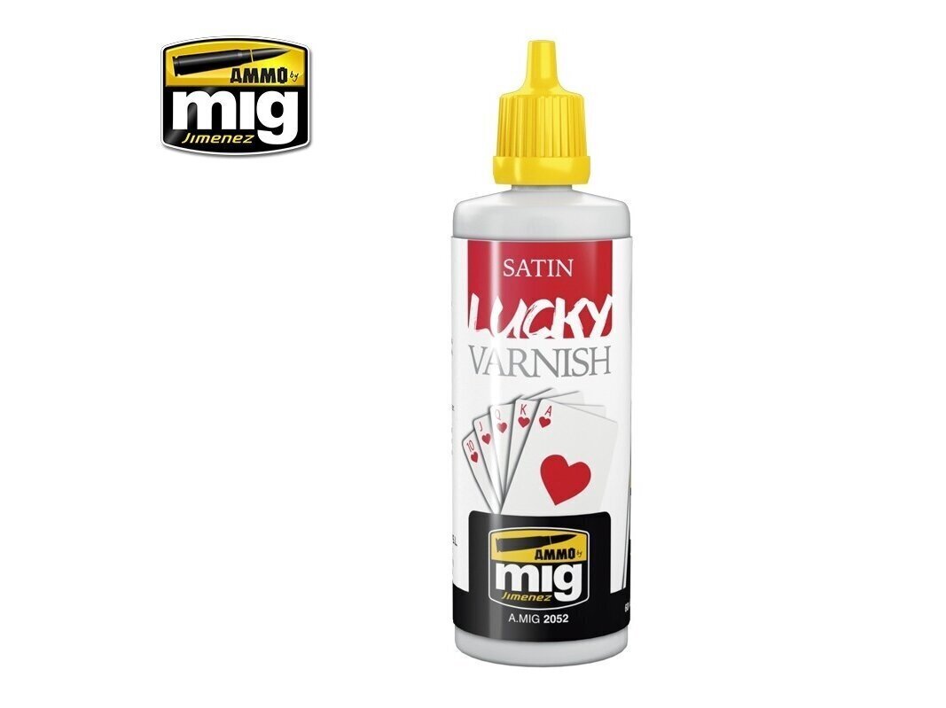 Ammo Mig - Satin Lucky Varnish poolmatt akrüüllakk, 60ml. AMIG2052 hind ja info | Kunstitarbed, voolimise tarvikud | hansapost.ee