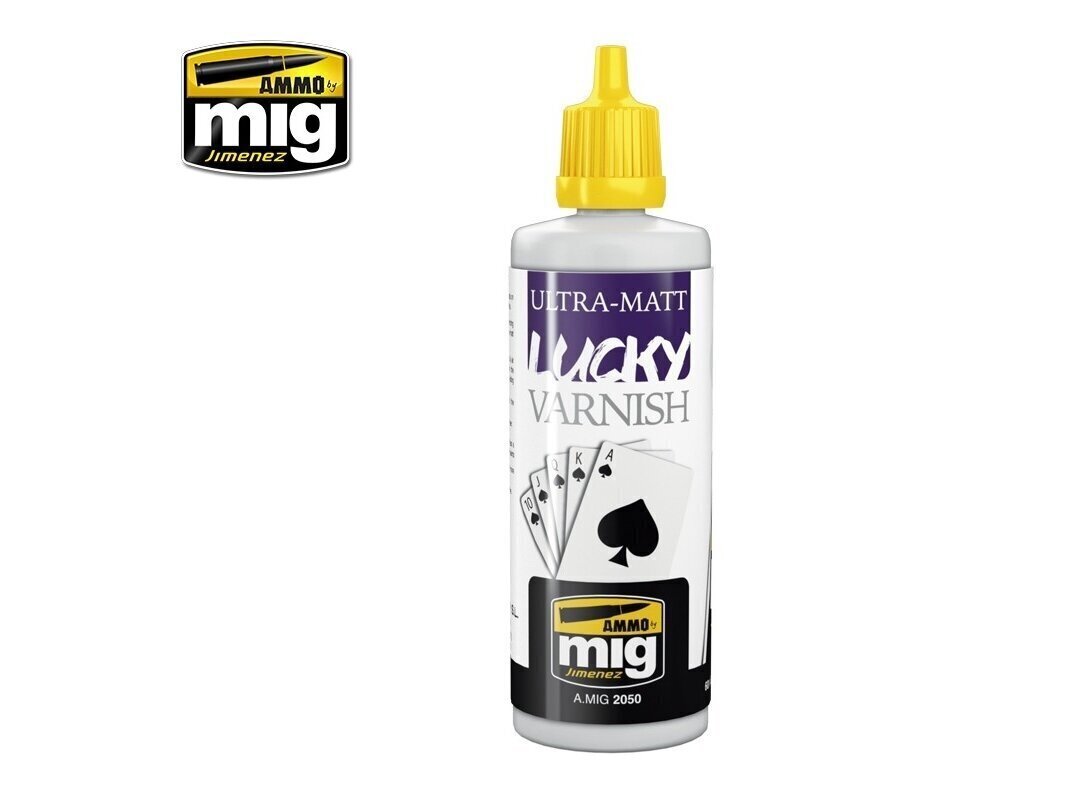 Ammo Mig - Ultra-Matt Lucky Varnish üli matt akrüüllakk, 60ml. AMIG2050 hind ja info | Kunstitarbed, voolimise tarvikud | hansapost.ee