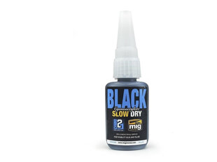 AMMO MIG - BLACK SLOW DRY CYANOACRYLATE (Liim) 21gr, 8034 hind ja info | Kunstitarbed, voolimise tarvikud | hansapost.ee