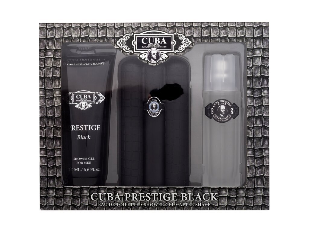 Komplekt Cuba Prestige Black, meestele, Tualettvesi, 90 ml+ raseerimisjärgne losjoon, 100ml+ Dušigeel, 200 ml hind ja info | Parfüümid meestele | hansapost.ee