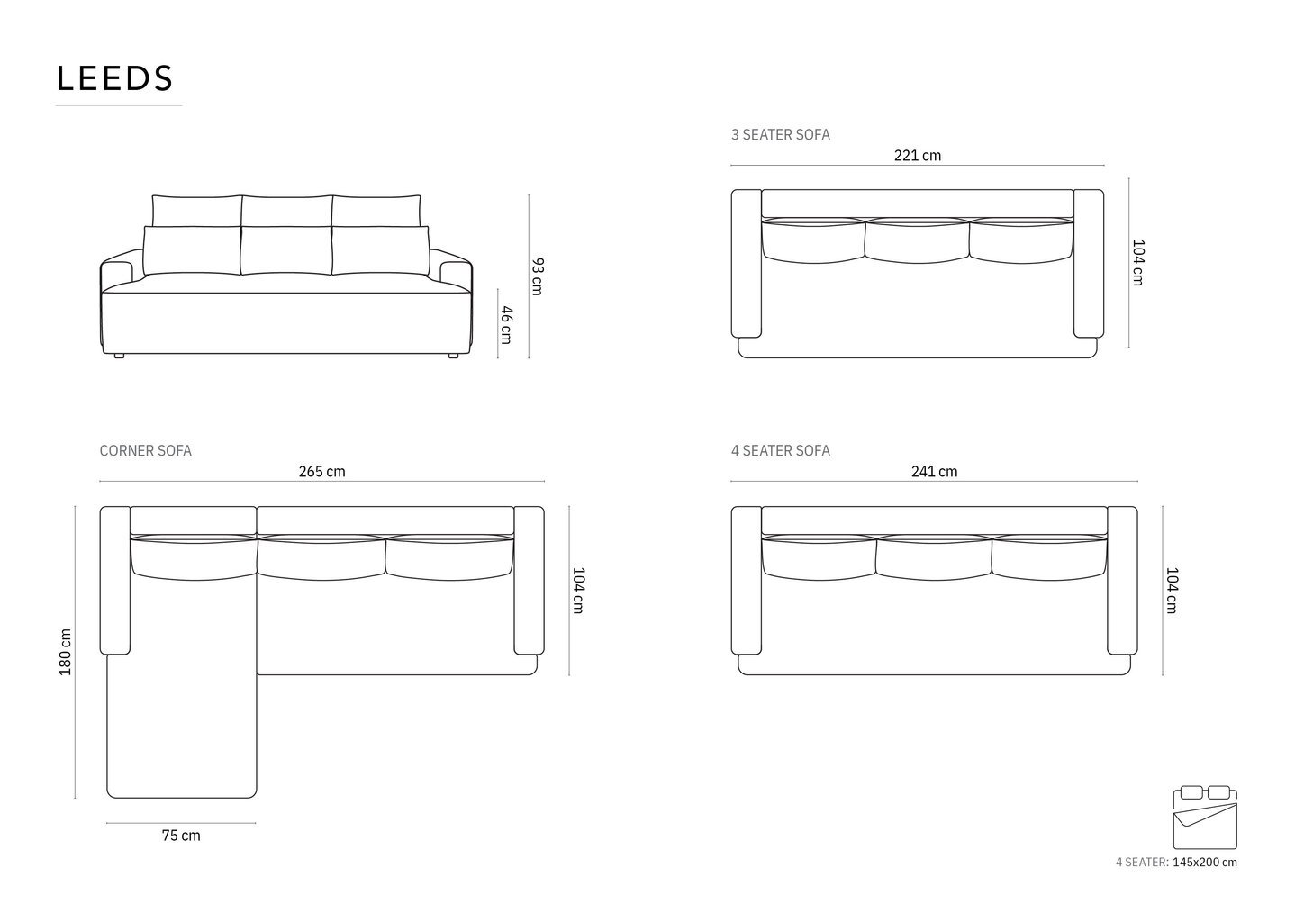 Pehme nurgadiivan Cosmopolitan Design Leeds 4, kollane hind ja info | Nurgadiivanid ja nurgadiivanvoodid | hansapost.ee