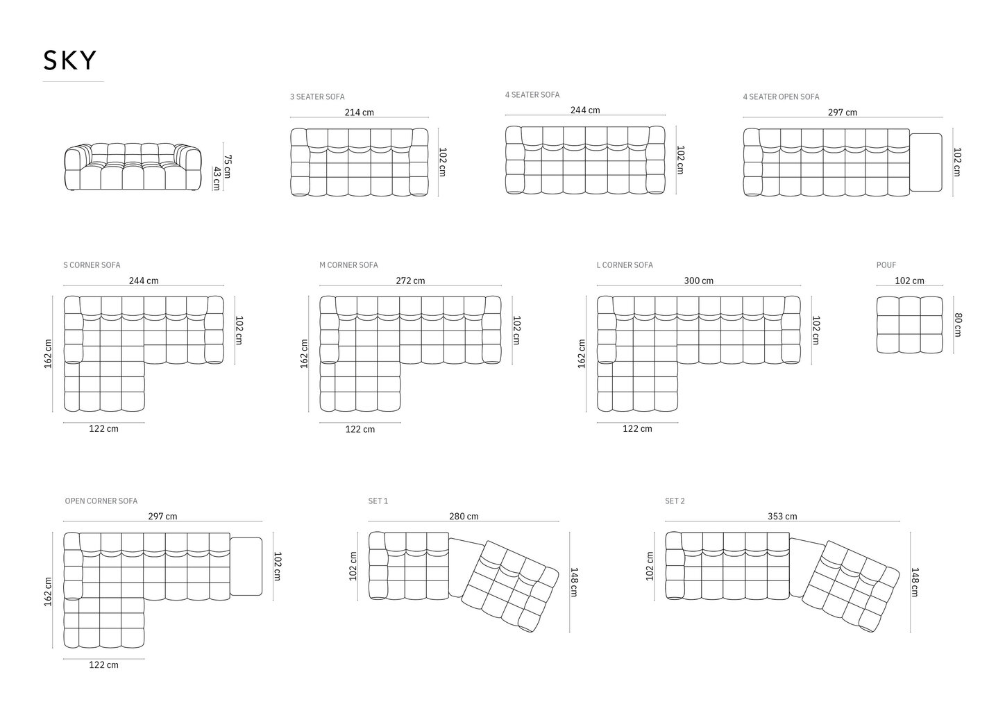 Modulaarne diivan Cosmopolitan Design Sky 2, hall hind ja info | Diivanvoodid ja diivanid | hansapost.ee