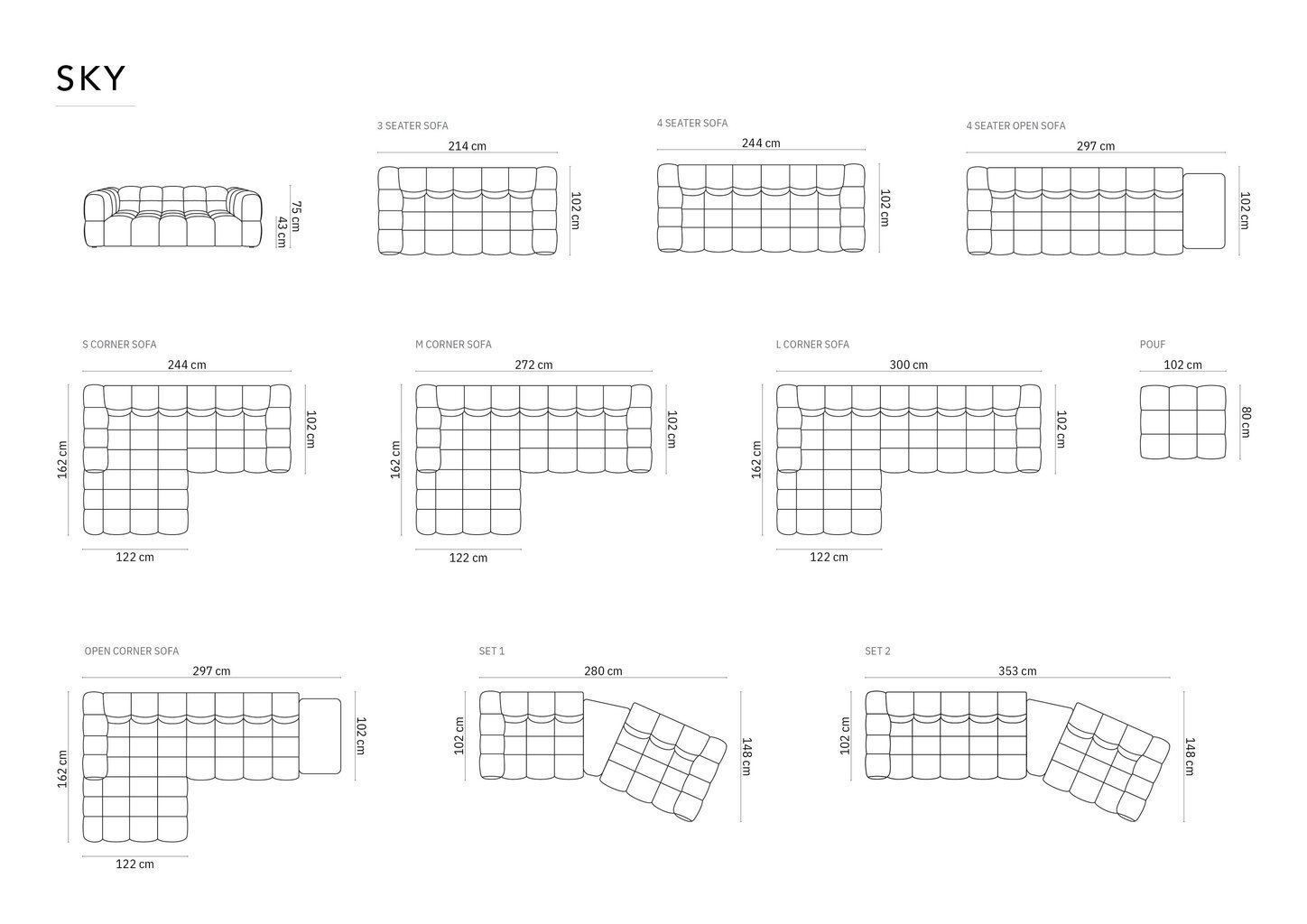 Modulaarne diivan Cosmopolitan Design Sky 3, roosa hind ja info | Diivanvoodid ja diivanid | hansapost.ee