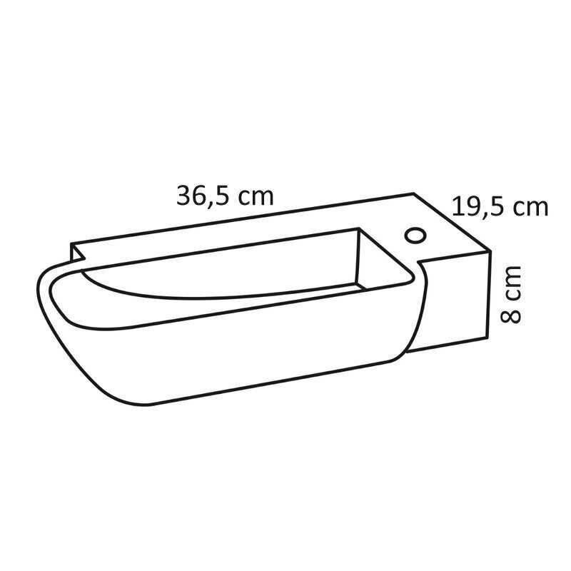 Valamu DIFFERENZ Saba 36,5x19,5, tumehall hind ja info | Vannitoa valamud, kraanikausid | hansapost.ee