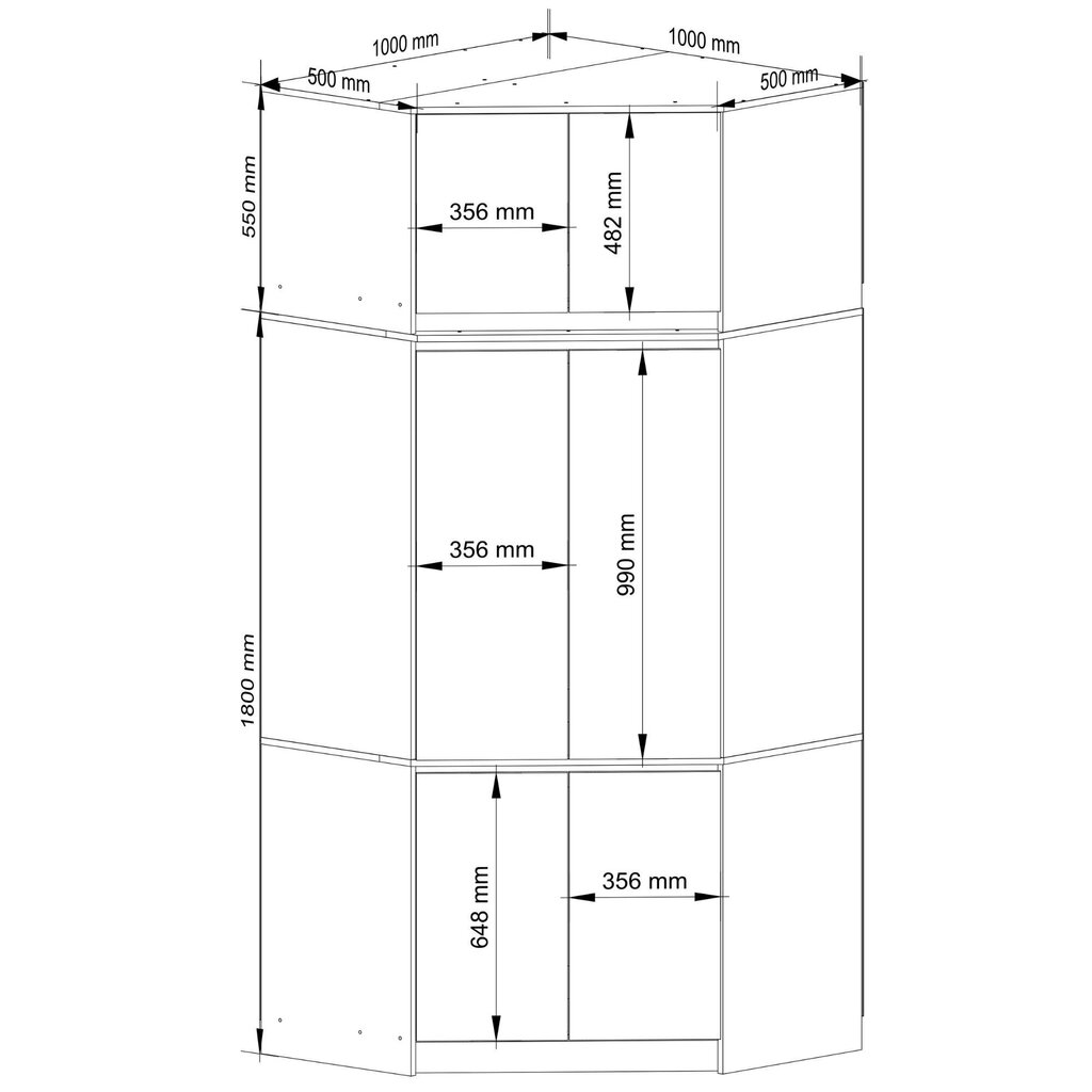 Nurgakapp Akord SU S100, valge/hall hind ja info | Kapid | hansapost.ee