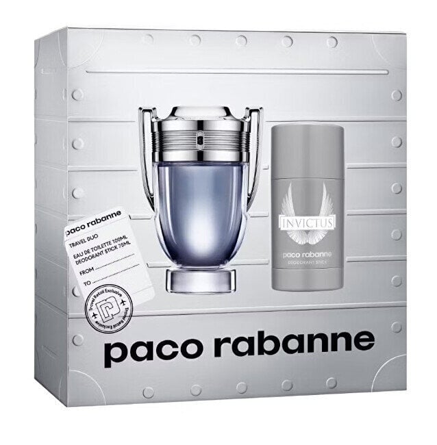 Komplekt Paco Rabanne Invictus meestele: Tualettvesi EDT, 100ml + pulkdeodorant, 75ml hind ja info | Parfüümid meestele | hansapost.ee