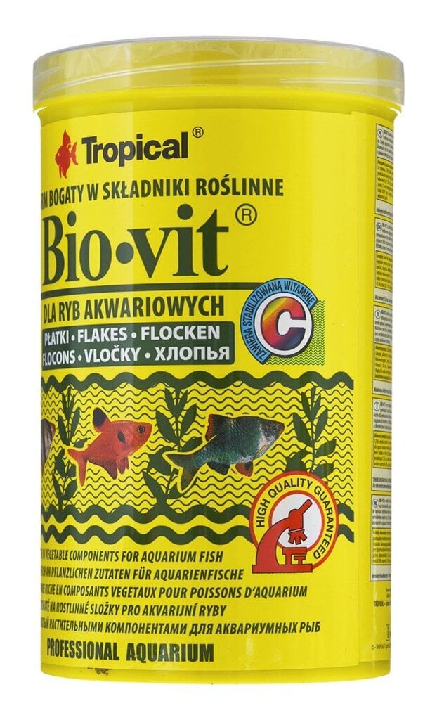 Toit akvaariumi kaladele Tropical Bio-Vit, 1000 ml цена и информация | Kalade toit | hansapost.ee