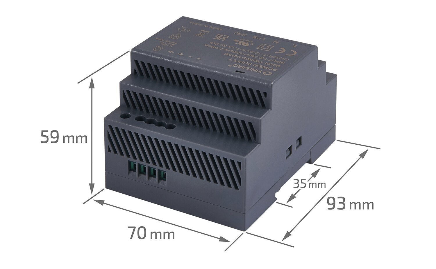 Yingjiao toiteallikas DIN-liistuga YSD100S 12V 85W 7.1A IP20 цена и информация | Toiteallikad ja toiteplokid | hansapost.ee