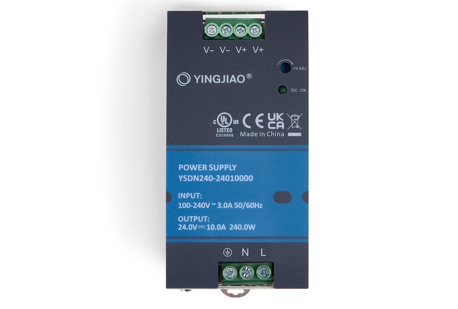 Yingjiao YSDN240 24V 240W 10A toiteallikas DIN-liistuga IP20 цена и информация | Toiteallikad ja toiteplokid | hansapost.ee