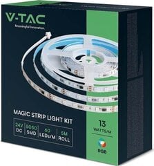 LED riba Magic V-Tac WIFI koos puldiga, 13W/m, RGB, 24V, IP65, 5 m hind ja info | Valgusribad ja LED ribad | hansapost.ee