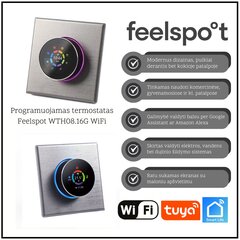 Программируемый термостат Feelspot WTH08.16G WiFi, серый, Tuya, Smart Life цена и информация | Таймеры, термостаты | hansapost.ee