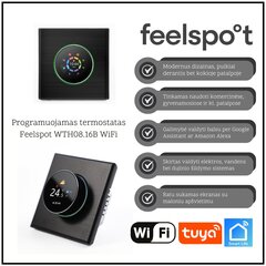 Программируемый термостат Feelspot WTH08.16B WiFi, черный, Tuya, Smart Life цена и информация | Таймеры, термостаты | hansapost.ee