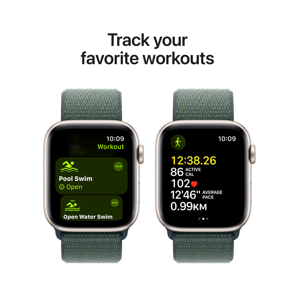 Apple Watch SE GPS + Cellular 40mm Starlight Aluminium Case with Lake Green Sport Loop MXGH3ET/A цена и информация | Nutikellad, laste nutikellad | hansapost.ee