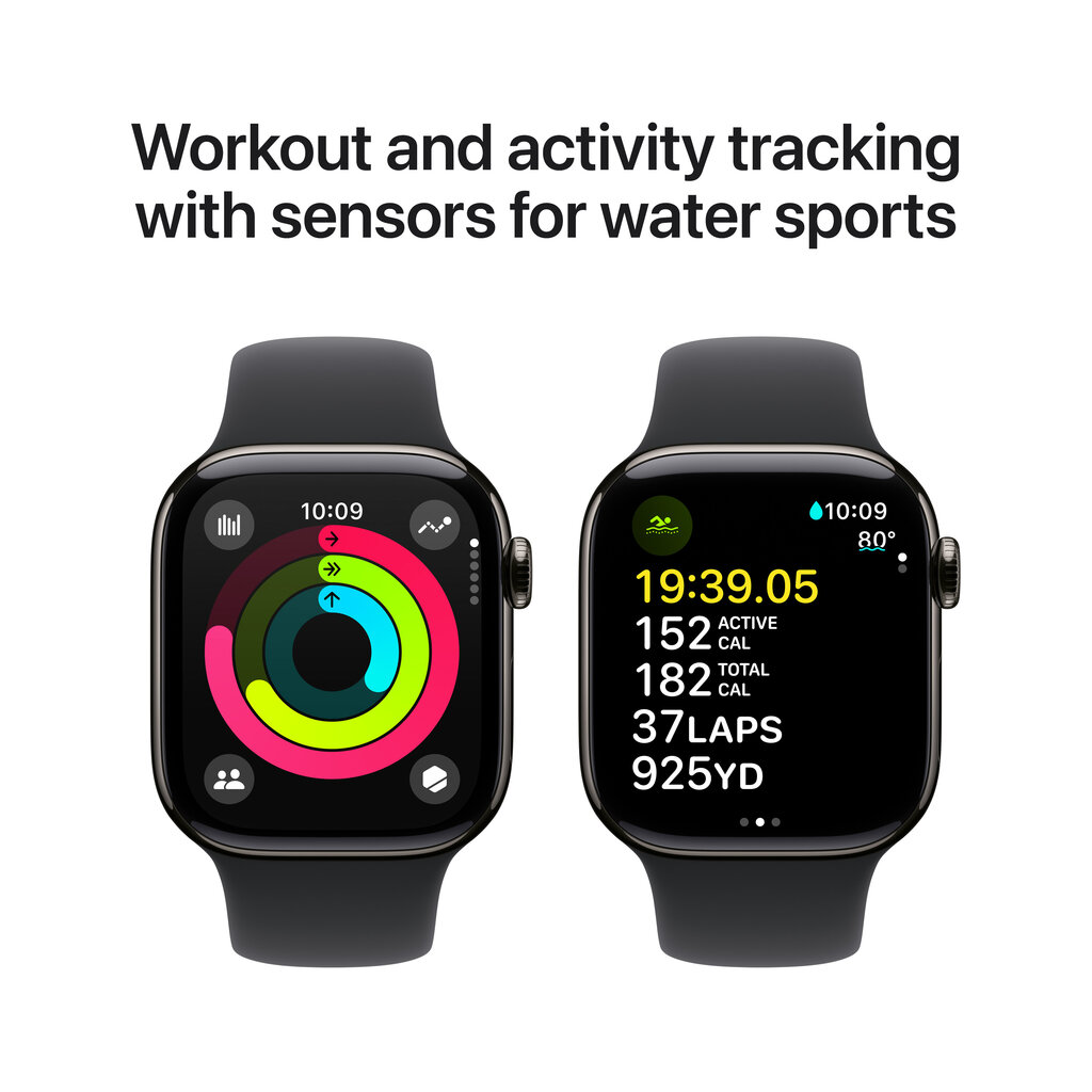 Apple Watch Series 10 GPS + Cellular 42mm Slate Titanium Case with Black Sport Band - S/M MWXG3ET/A цена и информация | Nutikellad, laste nutikellad | hansapost.ee