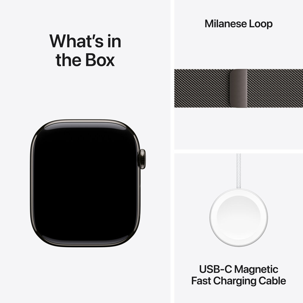 Apple Watch Series 10 GPS + Cellular 46mm Slate Titanium Case with Slate Milanese Loop - M/L MWYW3ET/A цена и информация | Nutikellad, laste nutikellad | hansapost.ee