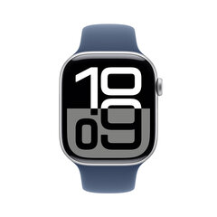 Apple Watch Series 10 GPS + Cellular 46mm Silver Aluminium Case with Denim Sport Band - S/M MWY03ET/A price and information | Nutikellad, laste nutikellad | hansapost.ee