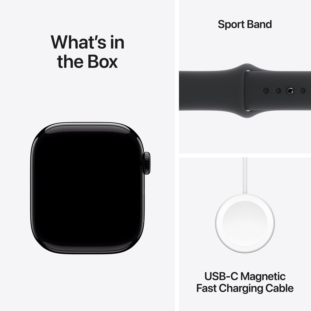 Apple Watch Series 10 GPS 42mm Jet Black Aluminium Case with Black Sport Band - S/M MWWE3ET/A price and information | Nutikellad, laste nutikellad | hansapost.ee