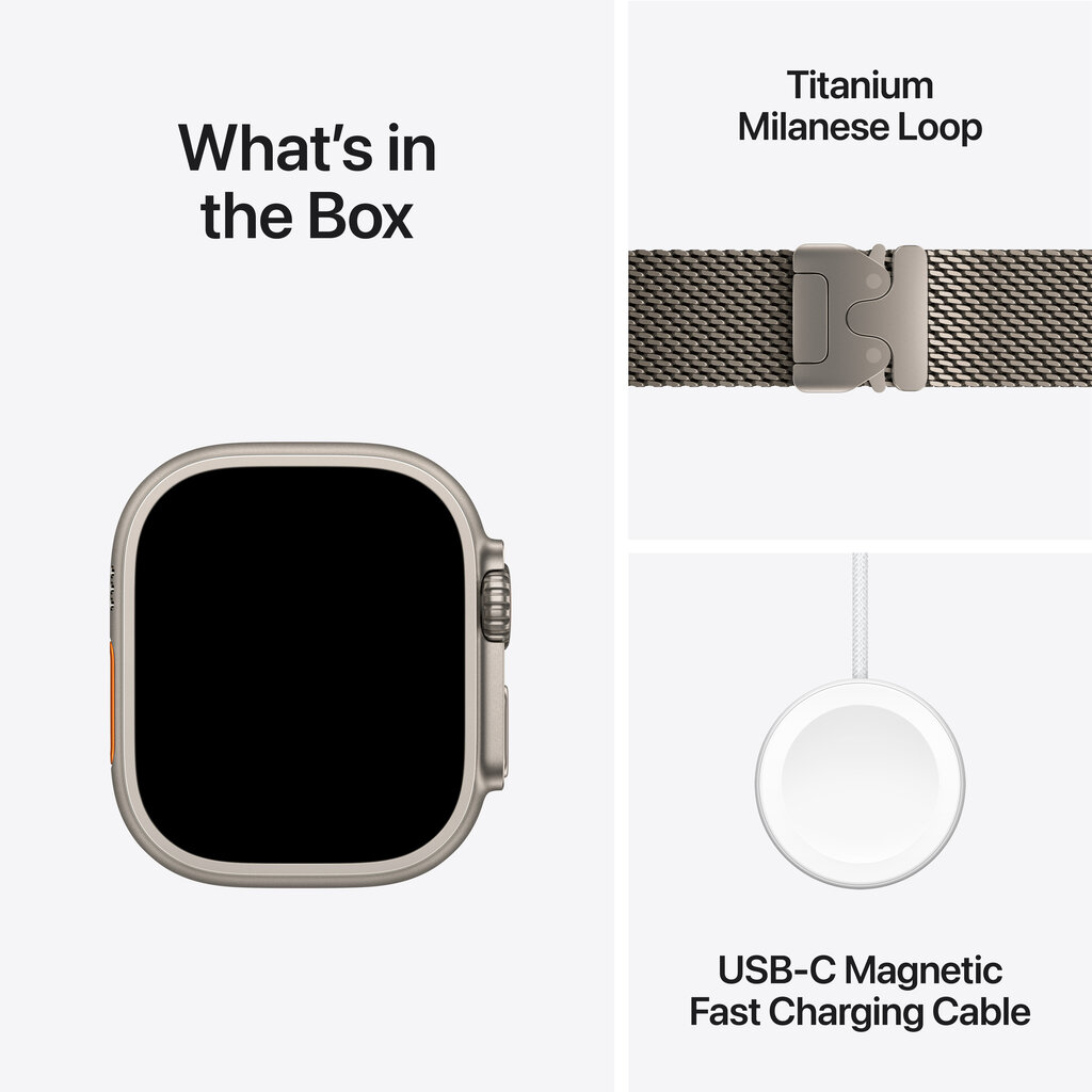 Apple Watch Ultra 2 GPS + Cellular 49mm Natural Titanium Case with Natural Titanium Milanese Loop - S MX4M3EL/A цена и информация | Nutikellad, laste nutikellad | hansapost.ee