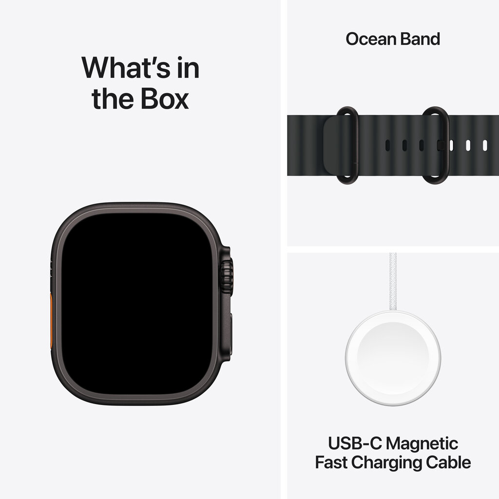 Apple Watch Ultra 2 GPS + Cellular 49mm Black Titanium Case with Black Ocean Band MX4P3EL/A цена и информация | Nutikellad, laste nutikellad | hansapost.ee