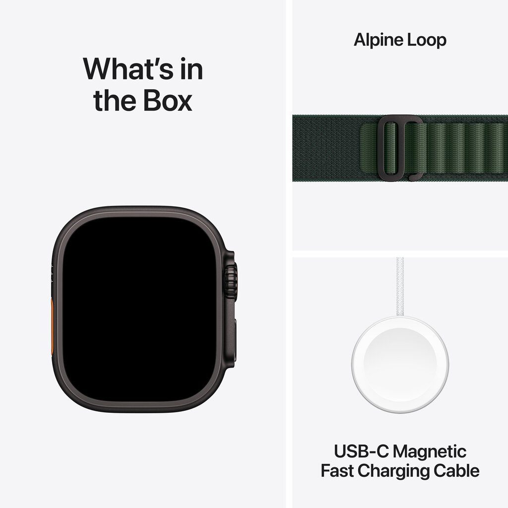 Apple Watch Ultra 2 GPS + Cellular 49mm Black Titanium Case with Dark Green Alpine Loop - Small MX4Q3EL/A цена и информация | Nutikellad, laste nutikellad | hansapost.ee