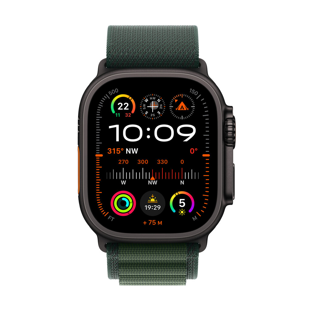 Apple Watch Ultra 2 GPS + Cellular 49mm Black Titanium Case with Dark Green Alpine Loop - Large MX4T3EL/A цена и информация | Nutikellad, laste nutikellad | hansapost.ee