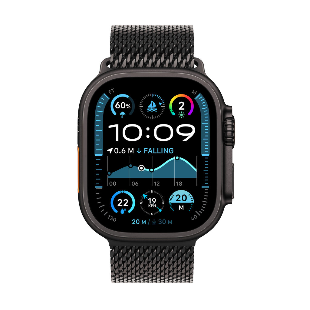 Apple Watch Ultra 2 GPS + Cellular 49mm Black Titanium Case with Black Titanium Milanese Loop - S MX4W3EL/A цена и информация | Nutikellad, laste nutikellad | hansapost.ee