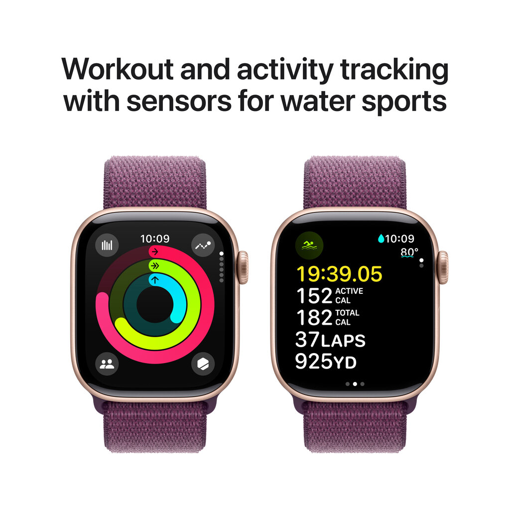 Apple Watch Series 10 GPS + Cellular 42mm Rose Gold Aluminium Case with Plum Sport Loop MWXC3ET/A цена и информация | Nutikellad, laste nutikellad | hansapost.ee