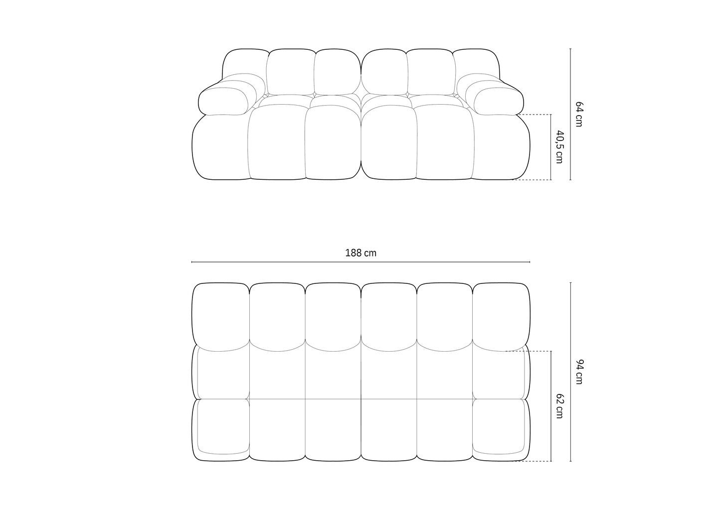 Modulinė sofa Micadoni Bellis, 188x94x64 cm, valge hind ja info | Diivanvoodid ja diivanid | hansapost.ee