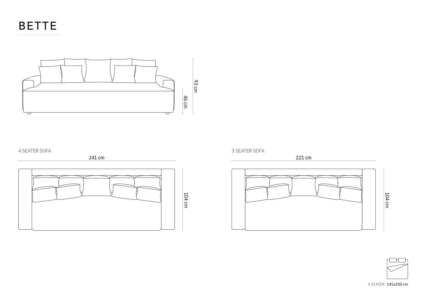 Diivanvoodi Micadoni Bette, 241x104x93 cm, valge hind ja info | Diivanvoodid ja diivanid | hansapost.ee