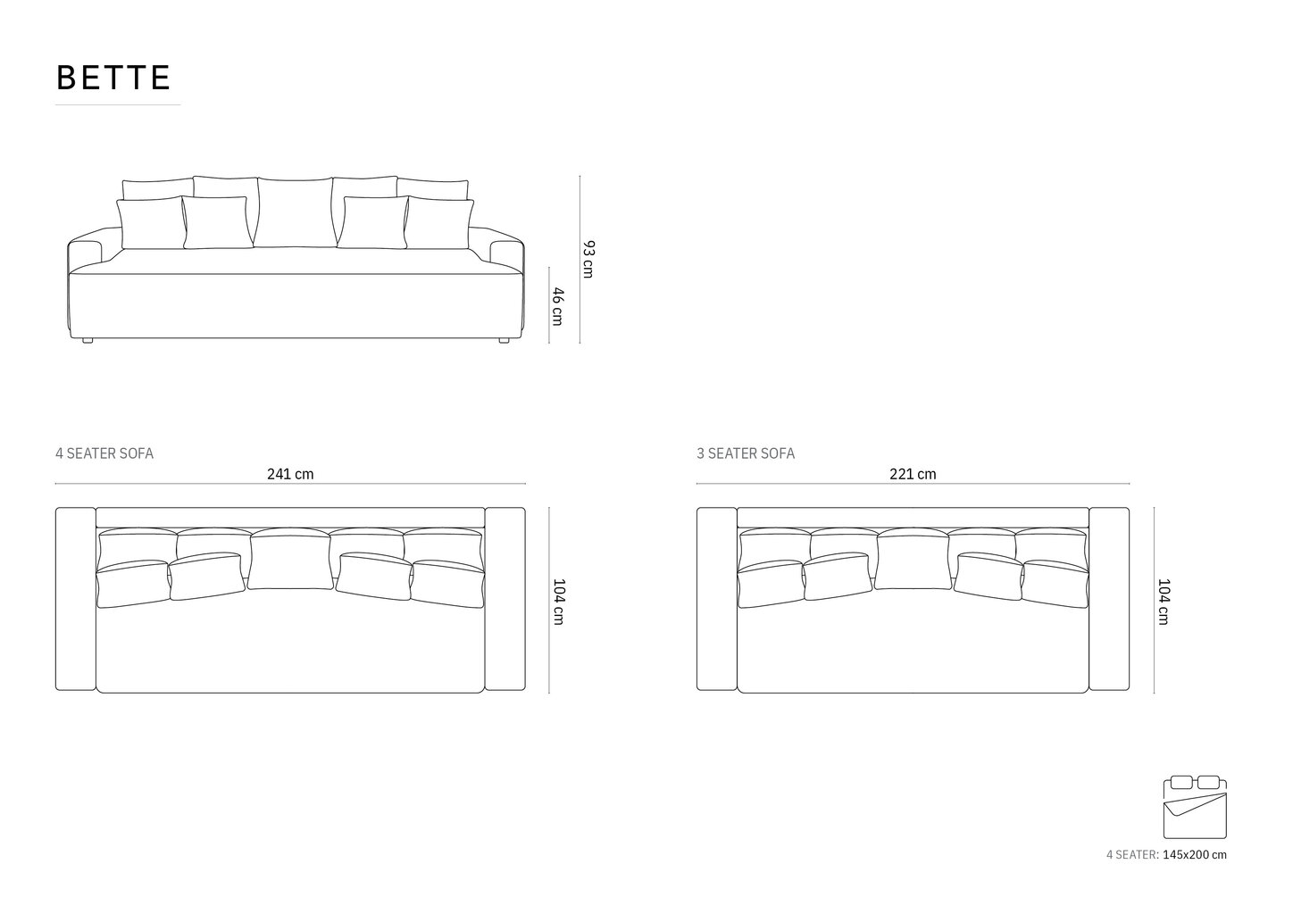 Diivanvoodi Micadoni Bette, 241x104x93 cm, sinine hind ja info | Diivanvoodid ja diivanid | hansapost.ee