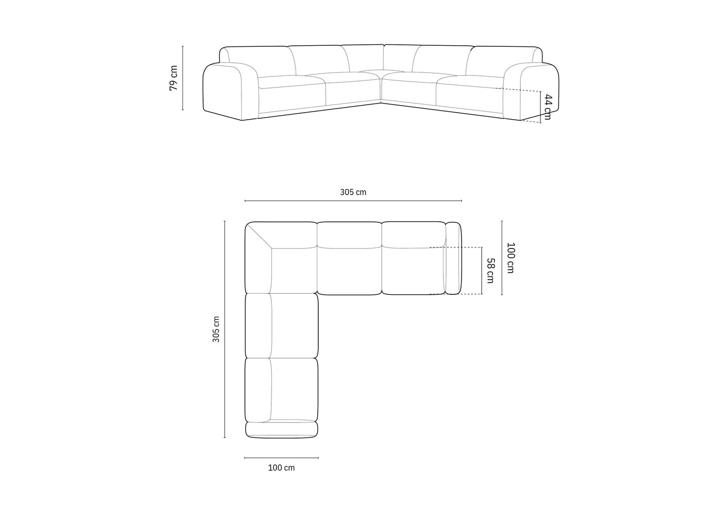 Pehme nurgadiivan Micadoni Erin, 305x305x79 cm, sinine hind ja info | Nurgadiivanid ja nurgadiivanvoodid | hansapost.ee