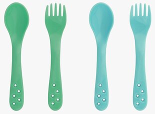 Laste tööriistad Bambino Little Scooper! Fork &amp; Spoon, 12 kuud+, 4 tk hind ja info | Laste taldrikud, kausid ja söögiriistad | hansapost.ee