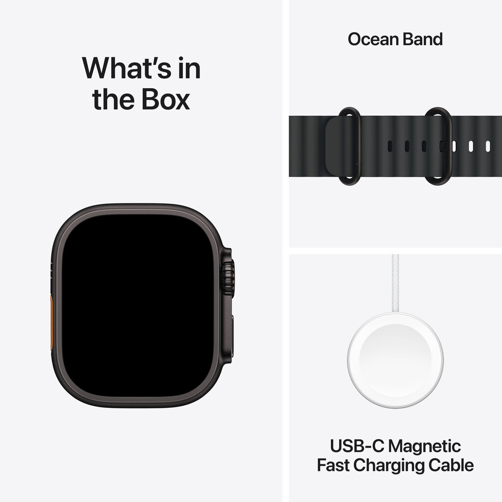 Apple Watch Ultra 2 GPS + Cellular 49mm Black Titanium Case with Black Ocean Band MX4P3UL/A hind ja info | Nutikellad, laste nutikellad | hansapost.ee