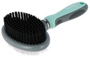 Lemmiklooma hari Kerbl Double Brush, 20x11,5 cm, hall/sinine hind ja info | Hooldus/grooming | hansapost.ee