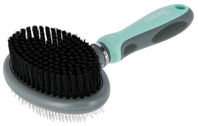 Lemmiklooma hari Kerbl Double Brush, 20x11,5 cm, hall/sinine цена и информация | Hooldus/grooming | hansapost.ee