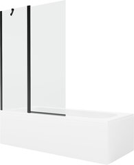 Vann Mexen Vega koos viimistluse ja klaasist seinaga, 180x80 cm + 120 cm, White+Black/Transparent price and information | Baths | hansapost.ee