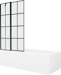 Vann Mexen Vega koos viimistluse ja klaasist seinaga, 170x70 cm + 100 cm, White+Black grid price and information | Baths | hansapost.ee