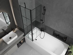 Vann Mexen Vega koos viimistluse ja klaasist seinaga, 170x70 cm + 100 cm, White+Black grid price and information | Baths | hansapost.ee