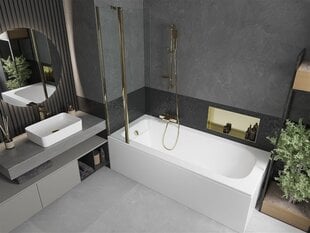 Vann Mexen Vega koos viimistluse ja klaasist seinaga, 170x70 cm + 80 cm, White+Gold/Transparent price and information | Baths | hansapost.ee