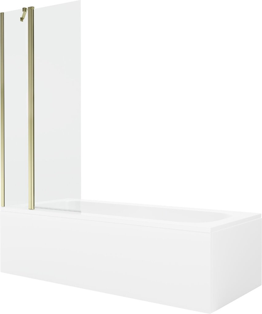 Vann Mexen Vega koos viimistluse ja klaasist seinaga, 170x70 cm + 80 cm, White+Gold/Transparent hind ja info | Vannid | hansapost.ee