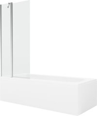 Vann Mexen Vega koos viimistluse ja klaasist seinaga, 170x70 cm + 80 cm, White+Chrome/Transparent price and information | Baths | hansapost.ee